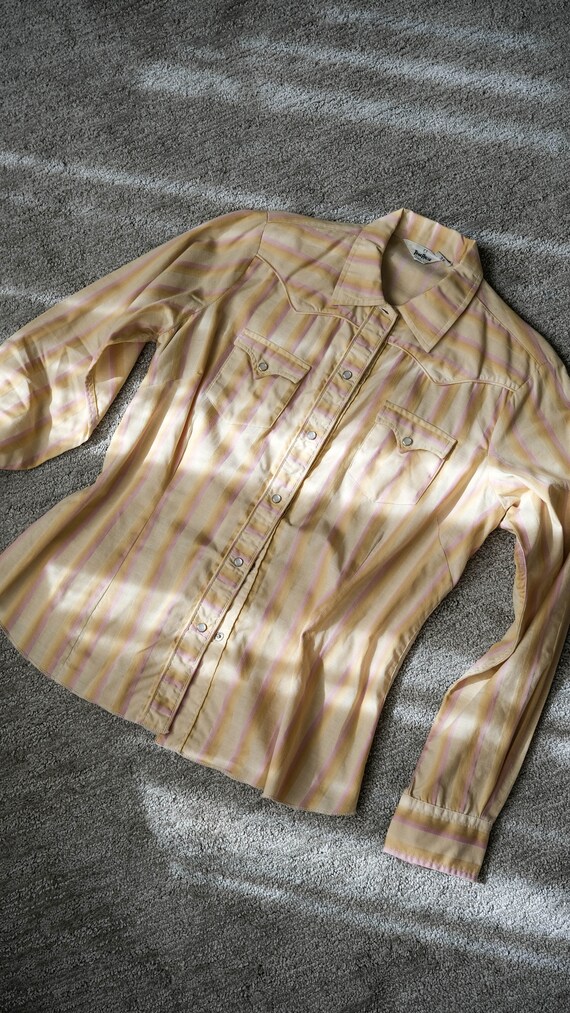 Vintage 60s TEAR RIDGE Light Pink & Tan Stripe We… - image 8