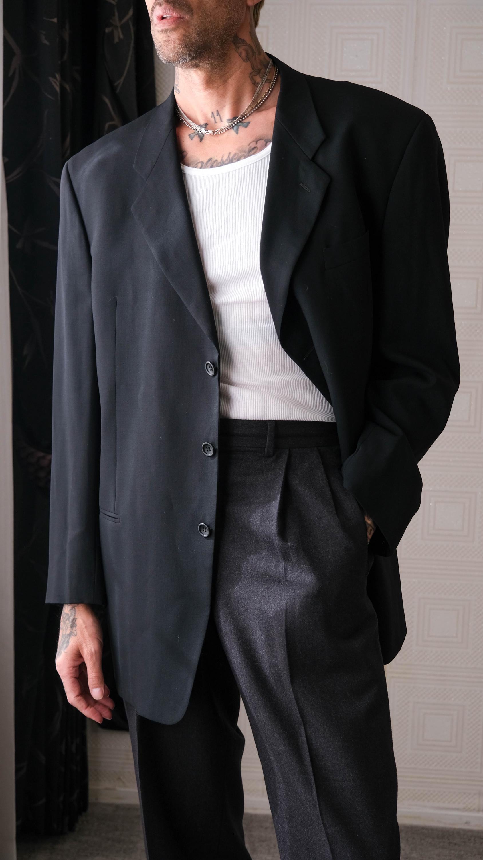 Vintage 90s GIORGIO ARMANI COLLEZIONI Black Crepe Gabardine
