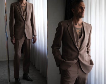 VINTAGE Yves Saint Laurent グレンチェック スーツ ヴィンテージ 70 年代 イヴ・サンローラン ネイビー ギャバジン