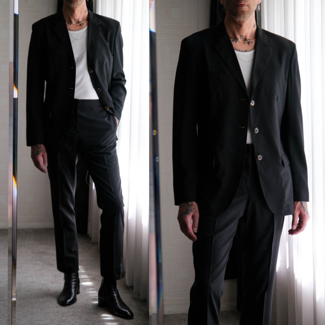〔Vintage〕90s Black navy Simple suit デカ襟 il_1080xN.5989783207_p66p.jpg