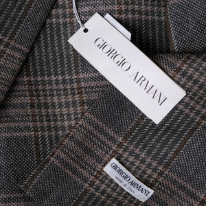 Vintage 80s Giorgio Armani Gray Earthtone Price of Wales Blazer Unworn w/ Tags Made in Italy 100% Wool 1980s Armani Designer Jacket image 9