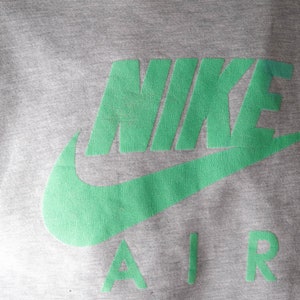 Vintage 90s NIKE AIR Destroyed Gray Crewneck Sweatshirt w/ Puff Print Made in USA Nutmeg Label 1990s Designer Streetwear Sweatshirt image 4