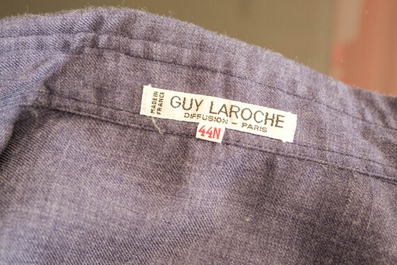 Vintage 70s Guy Laroche Paris Denim Blue Wool Gabardine Button - Etsy