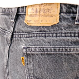 Vintage 80s LEVIS 550 Orange Tab Black Faded Washed Distressed Relax Tapered Leg Jeans Made in USA Size 31/30 1980s Levis Denim Pants image 6