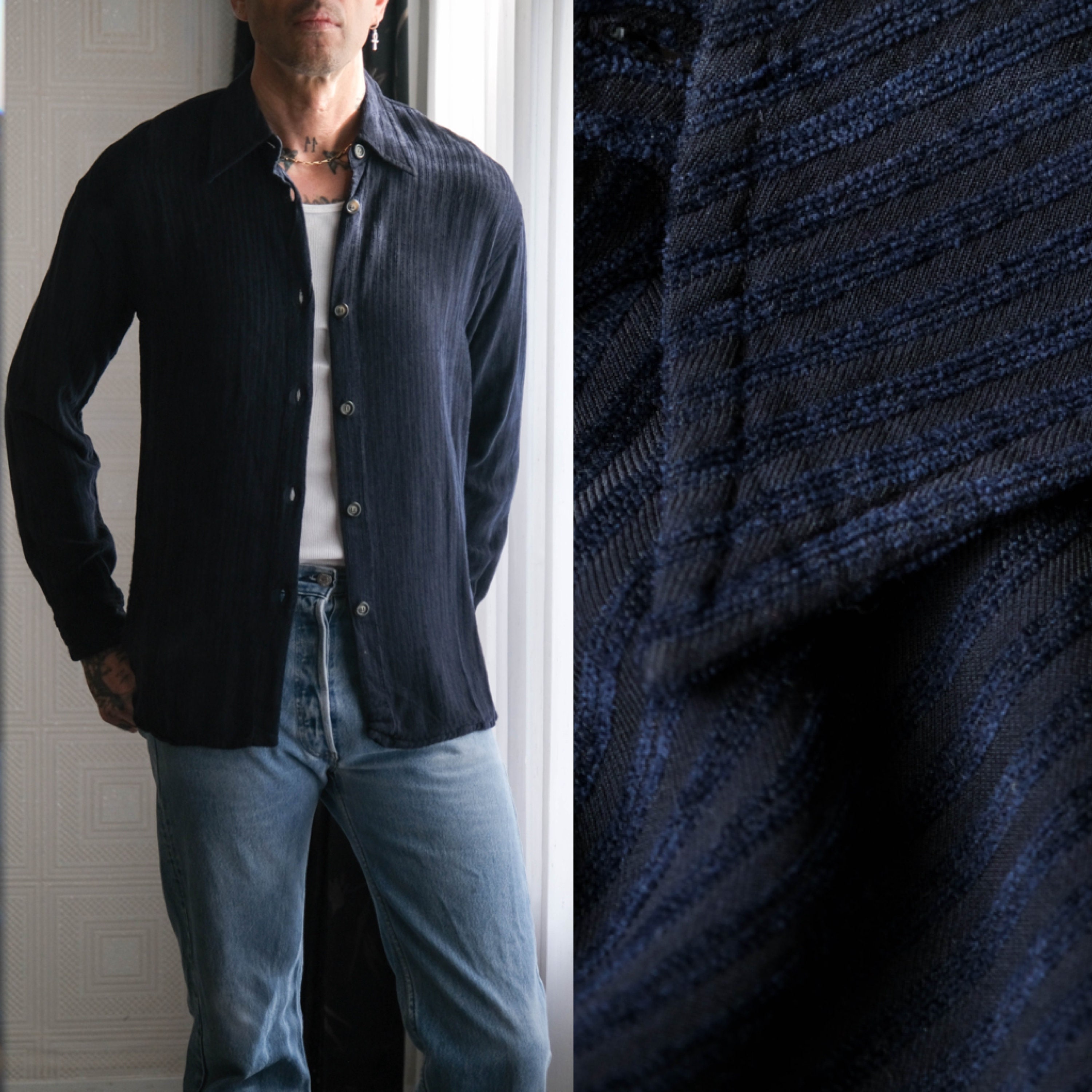 Vintage 90s Giorgio Armani A Milano Borgonuovo 21 Navy Velvet