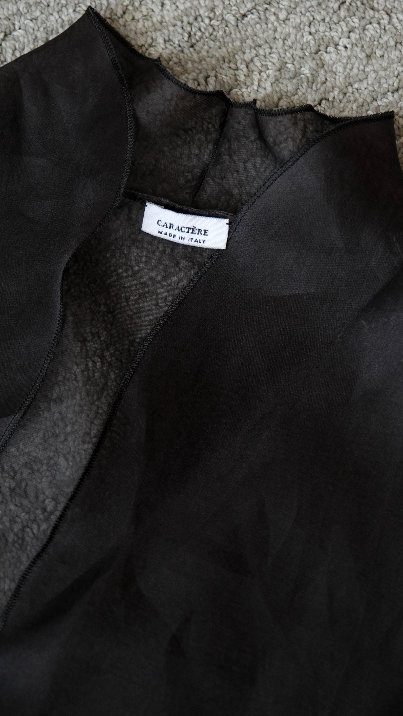 Vintage CARACTÈRE Black Sheer Silk Single Button Cardigan W