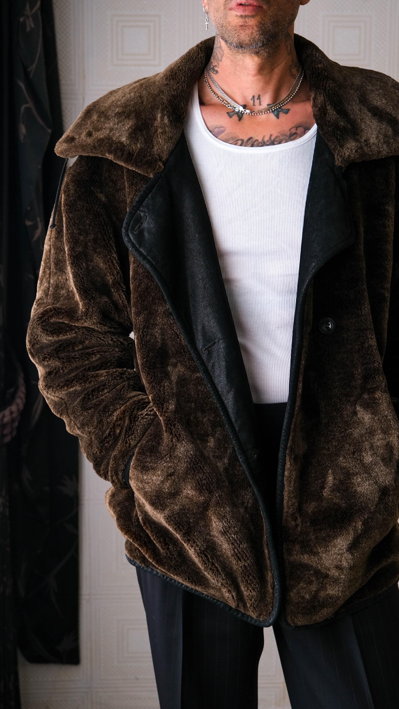 Vintage 90s CHARLES KLEIN Reversible Black Suede & Dark Brown Faux