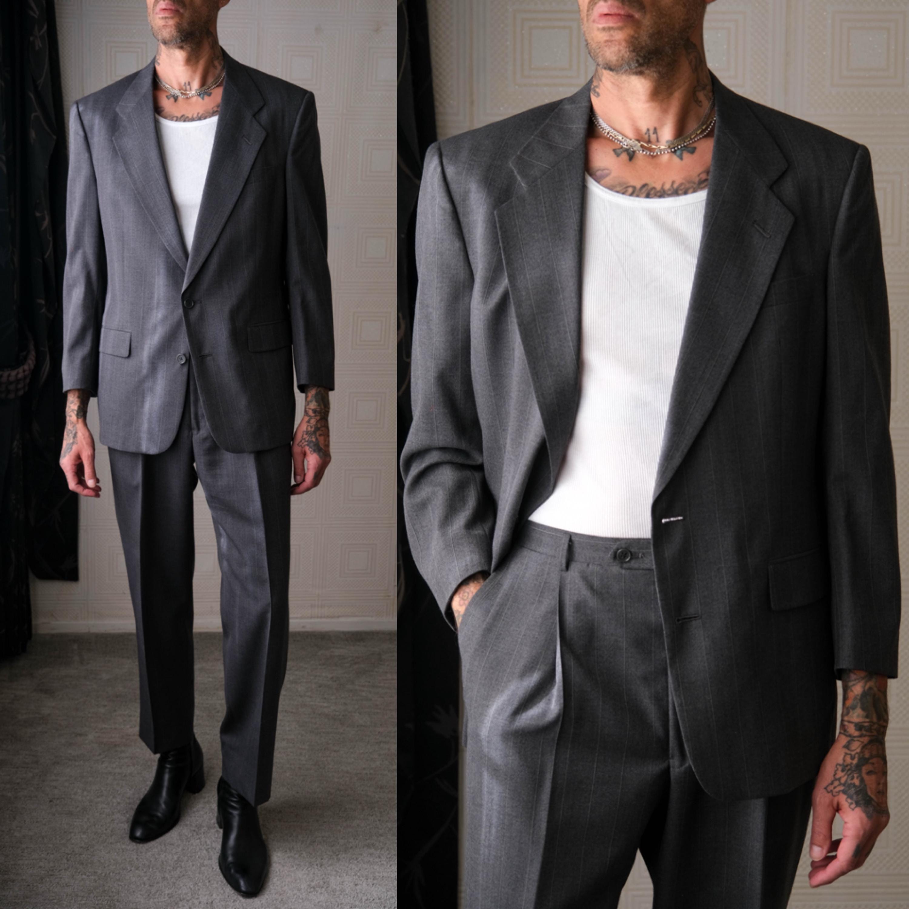90s Christian Dior MONSIEUR ウールスラックス 88 Vintage 80s Christian Dior Monsieur Charcoal Pinstripe Two Button
