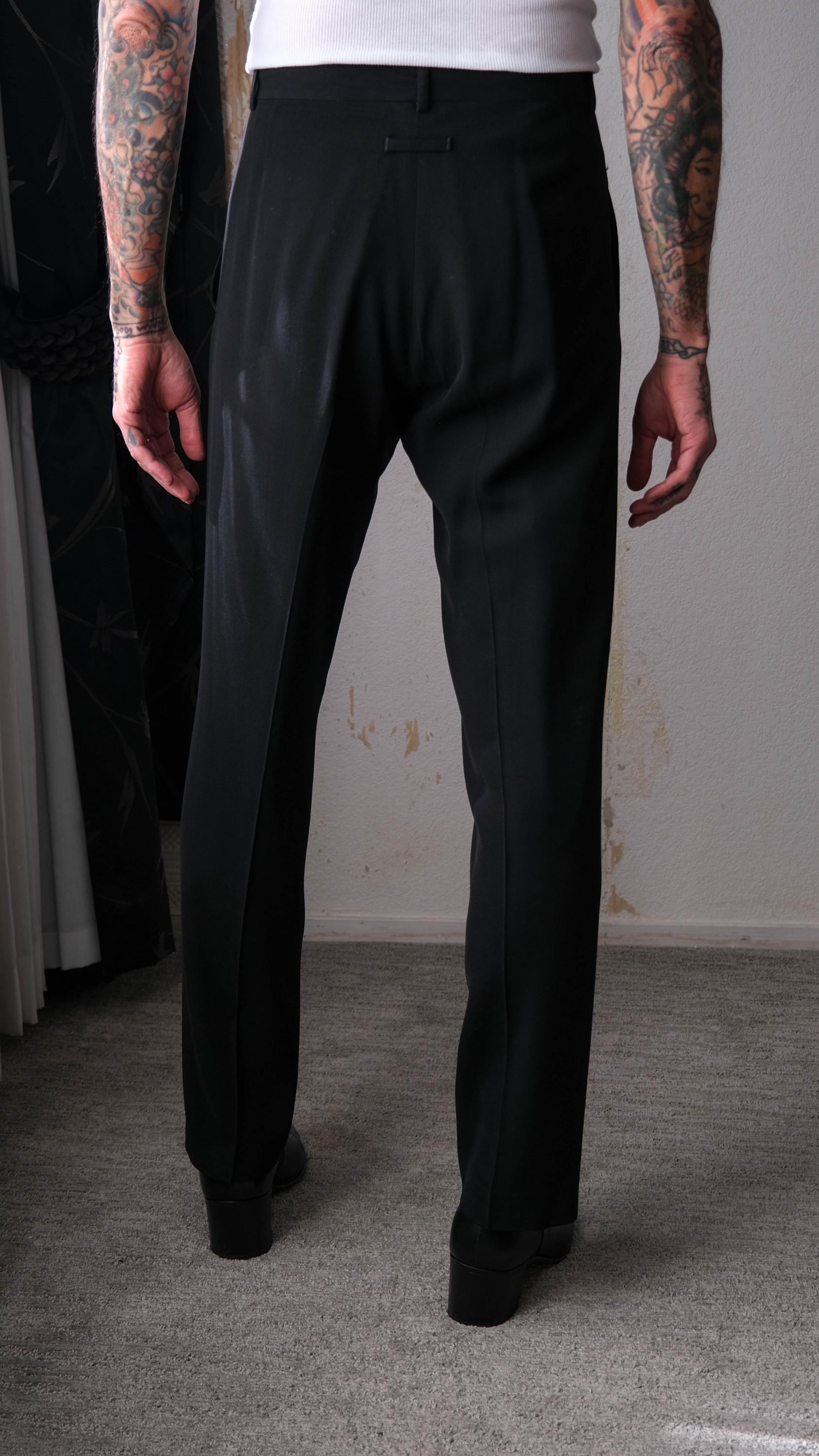 Vintage 90s JEAN PAUL GAULTIER Homme Black Rayon & Wool Crepe