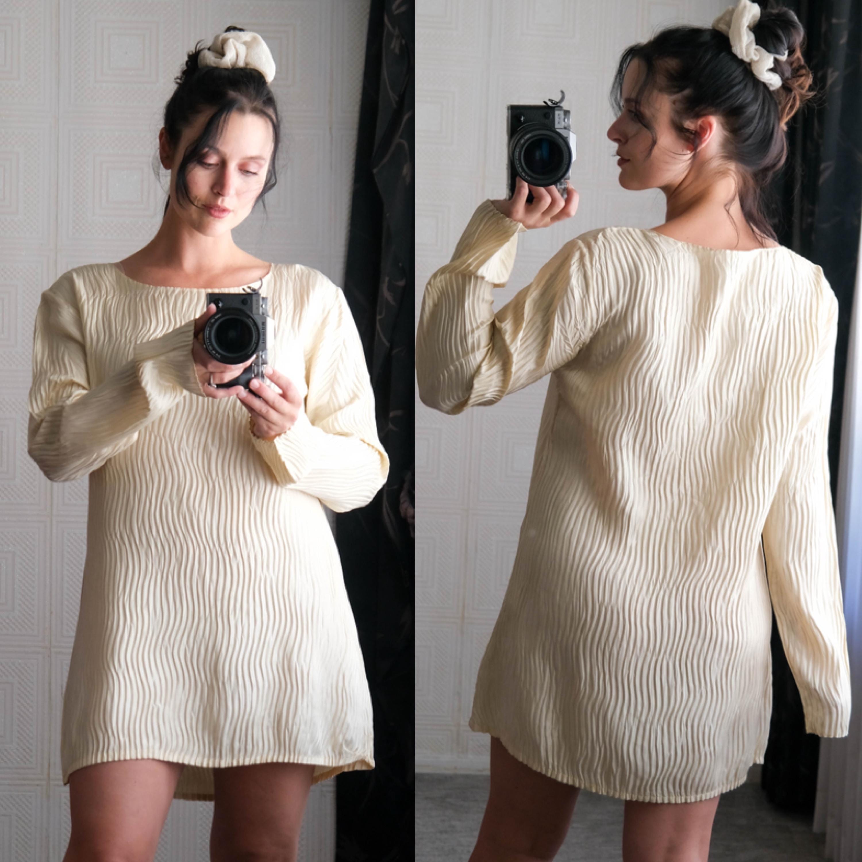 ヴィンテージ 80年代 MOSCHINO COUTURE パールクリーム ウェーブシルク