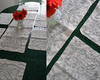 Vintage Antique Linen Embroidered & Hand Made Table Linens Set | Place Mat Set | Decorative Kitchen Decor | 20s 30s Bohemian Boho Home Decor