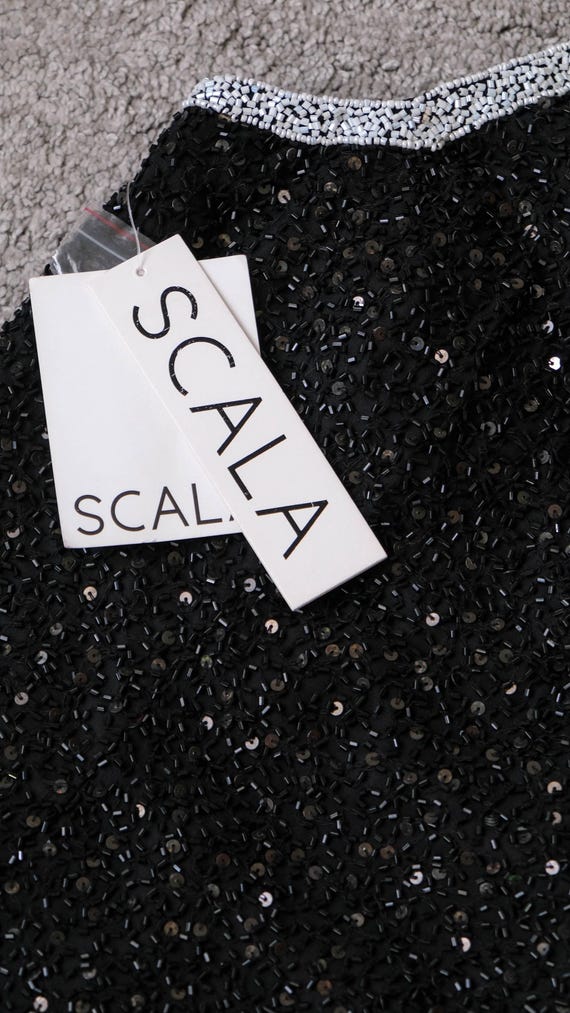 Vintage SCALA Fully Beaded & Sequined Silk Dinner… - image 8