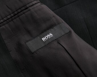 Vintage 90s HUGO BOSS Einstein Black Slinky Wool Gabardine Pleated Vintage 90s HUGO BOSS Einstein Black Slinky Wool Gabardine Pleated