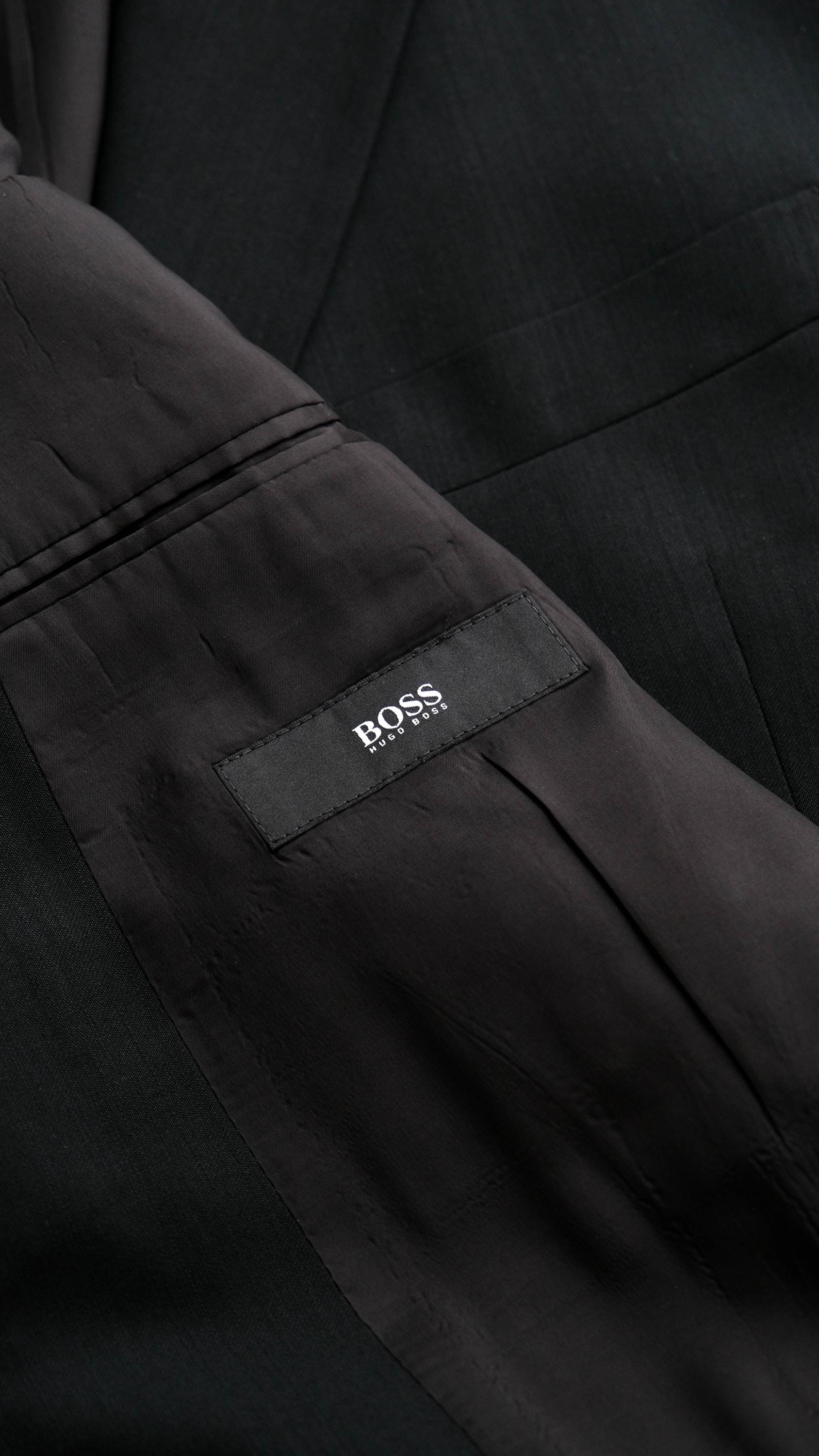 90s HUGO BOSS【ウールギャバジン　ストレートスラックス　レア】 Vintage 90s HUGO BOSS Einstein Black Slinky Wool Gabardine Pleated