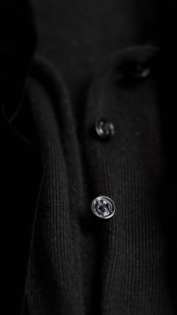 GIORGIO ARMANI ブラック カシミア & シルク カーディガン ベルベット 