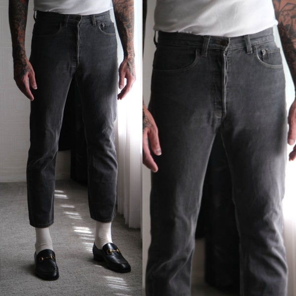 Vintage 80s LEVIS 501 Charcoal Washed Button Fly Straight Leg Jeans | Size 32x29 | Made in USA | 1980s 1990s LEVIS 501 Unisex Denim Pants