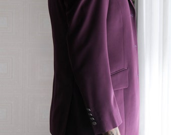 Vintage 90s THIERRY MUGLER Plum Gabardine Blazer W/ Metal Logo