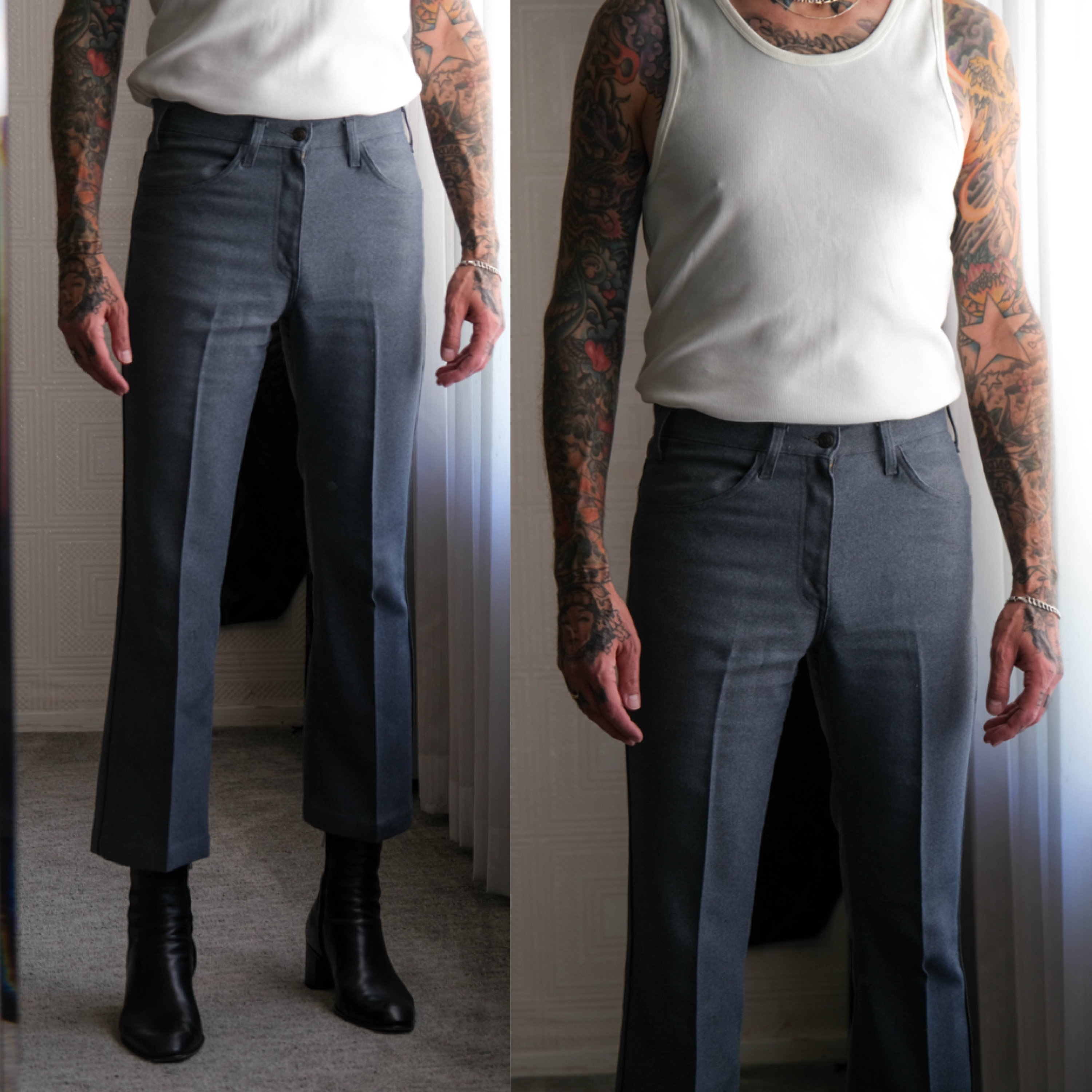Vintage 70s LEVIS 517 Gray Sta-prest Bootcut Pants | Made in Vintage 70s LEVIS 517 Gray Sta-prest Bootcut Pants | Made in