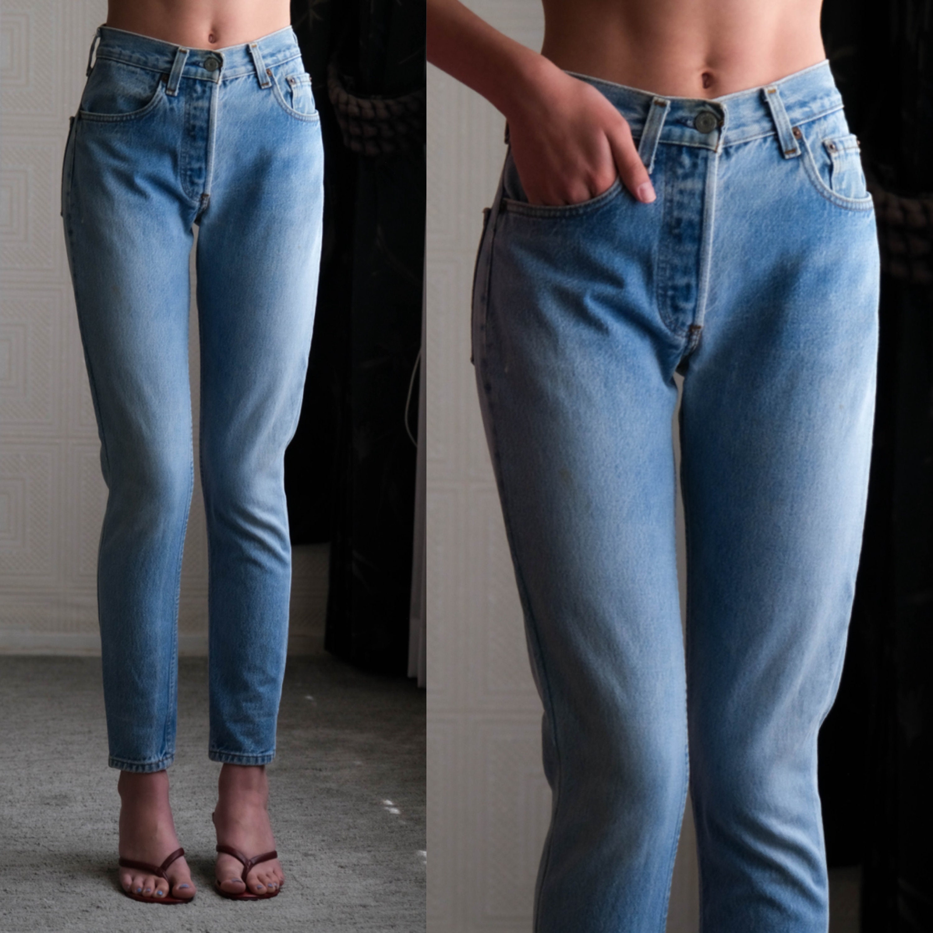 Vintage 80s LEVIS 501 Distressed Light Medium Wash High