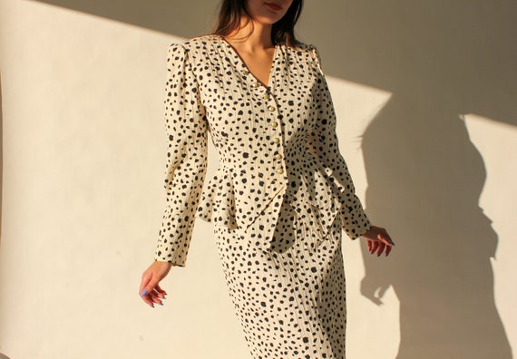 Vintage 80s UNGARO Parallele Paris Dalmatian Print