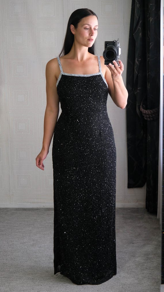 Vintage SCALA Fully Beaded & Sequined Silk Dinner… - image 2