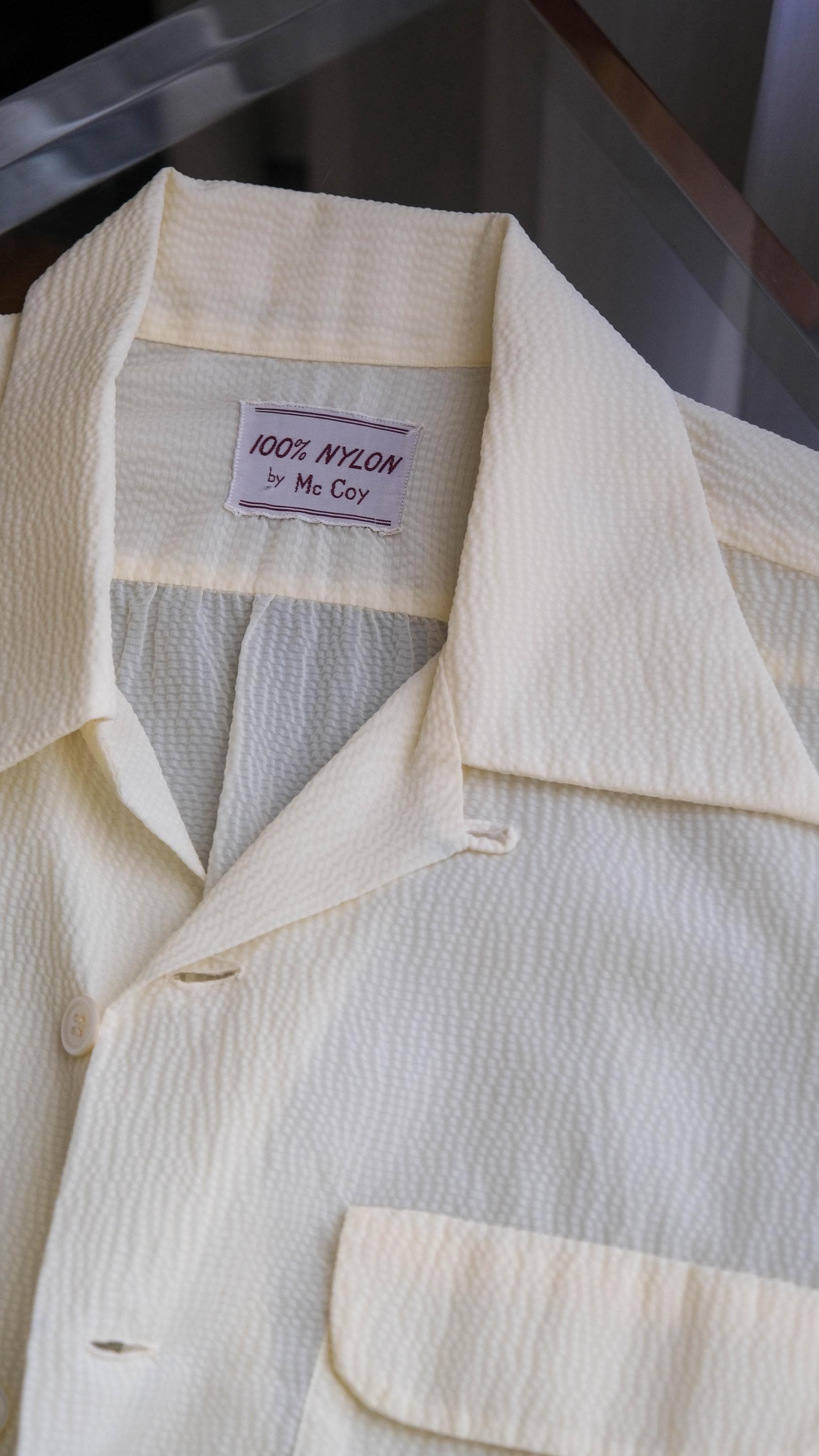 Vintage 50s Mccoy Unworn Deadstock Pale Yellow Crinkled Sheer Loop