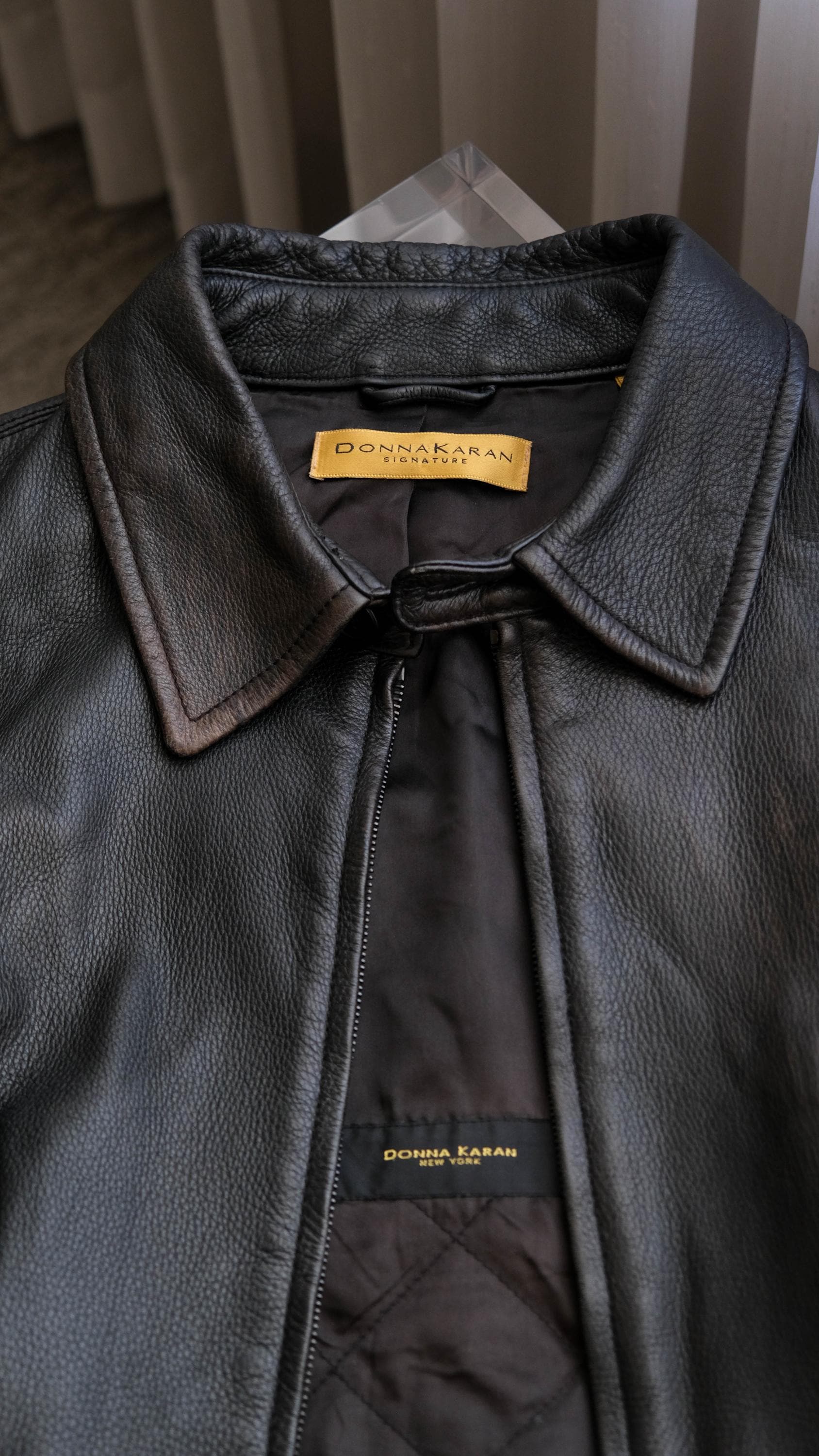 Vintage 90s DONNA KARAN Dark Brown Pebbled Butter Soft Leather
