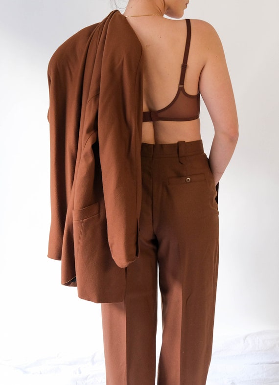 Vintage 80s ESCADA Caramel Brown Double Breasted … - image 8