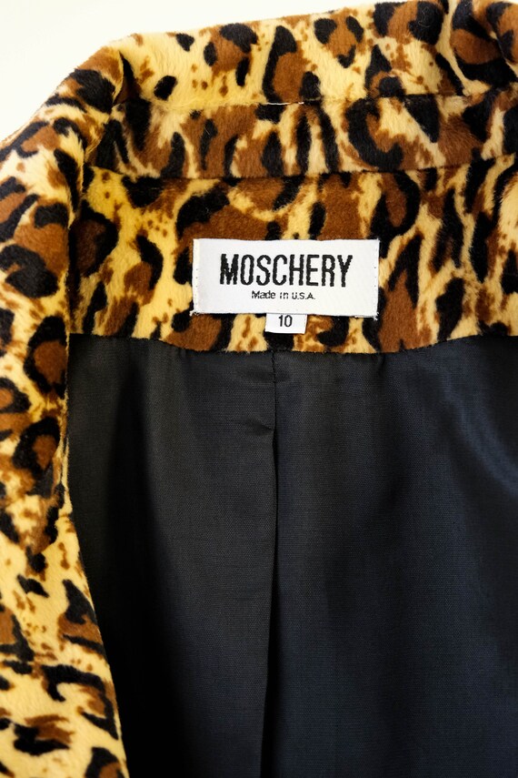 Vintage 90s MOSCHERY Leopard Velvet Two Piece Bla… - image 8