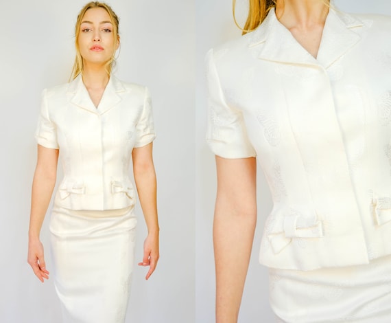 Vintage 90s GIVENCHY COUTURE Ivory Butterfly Broc… - image 1