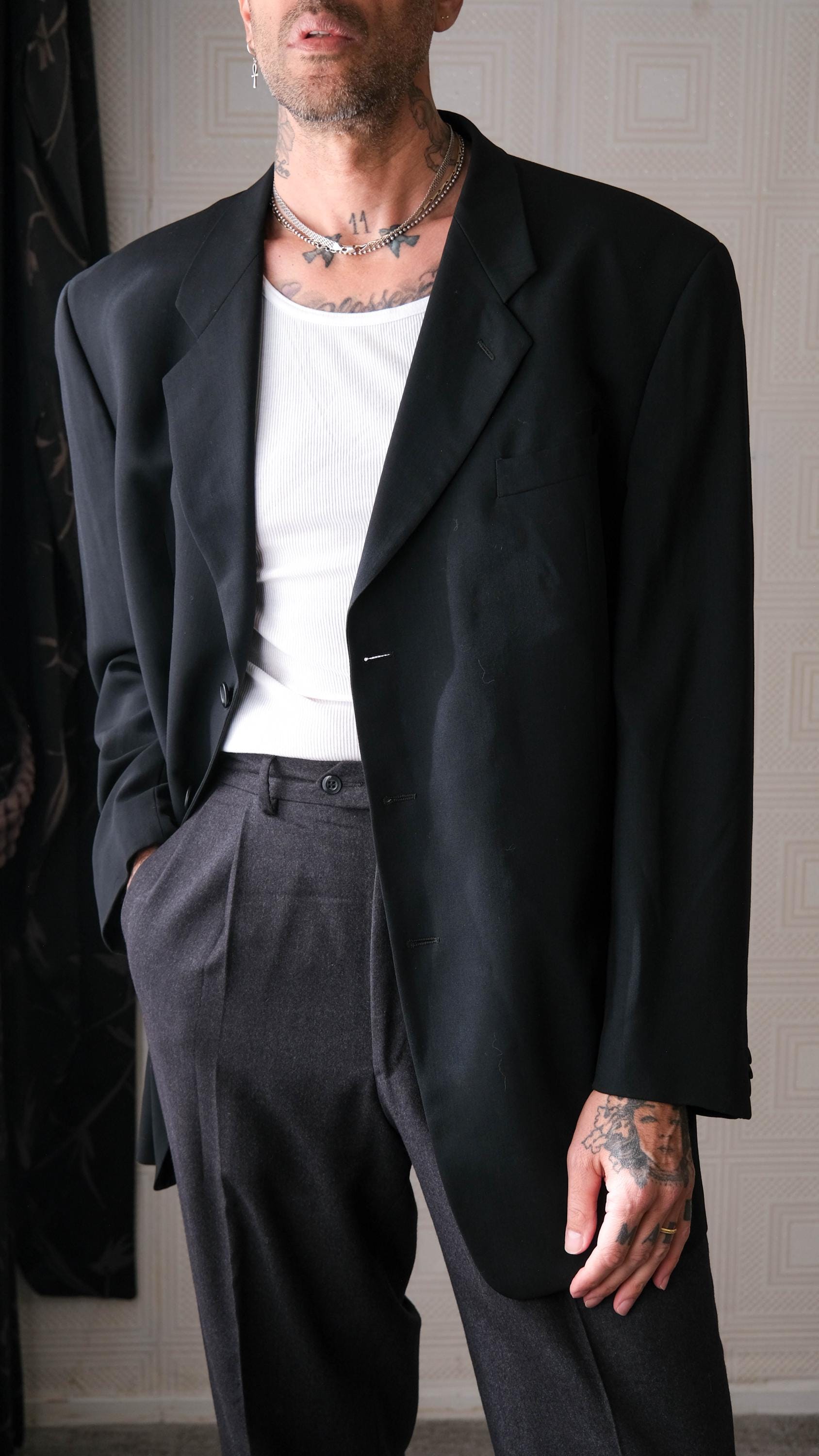 Vintage 90s GIORGIO ARMANI COLLEZIONI Black Crepe Gabardine
