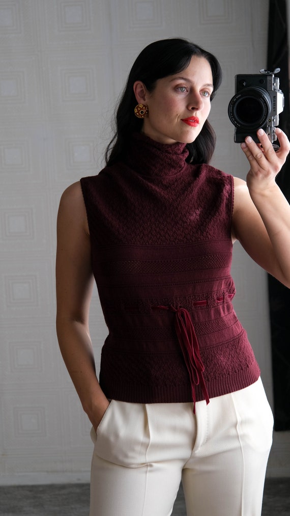 Vintage VALENTINO Merlot Knit Turtleneck Sweater … - image 2