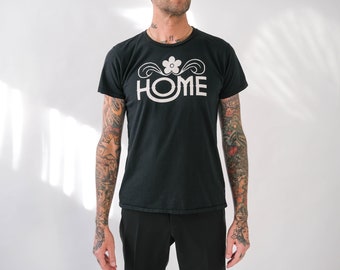 HOME 1969 John Lennon Ebony Flower Vintage Wash Single Stitch Tee | Made in USA | 100% Cotton | 1970s Authentic Issue Vintage HOME T-Shirt