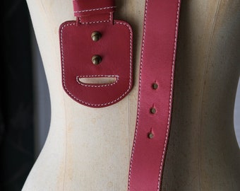 Vintage 80s Norma Kamali Lipstick Red Leather Belt W  display picture 2