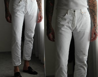 Vintage LEVIS 501 White Washed Button Fly Original Fit Jeans | Size 34x30 | Made in Mexico | Y2K 2000s LEVIS Designer Unisex Denim Pants