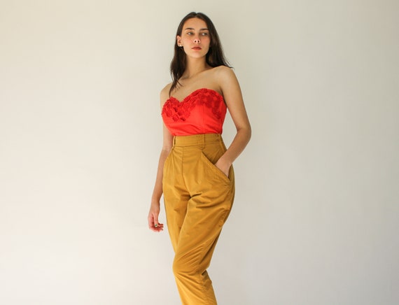 Vintage 80s Mondi Mustard Yellow High Waisted Eque