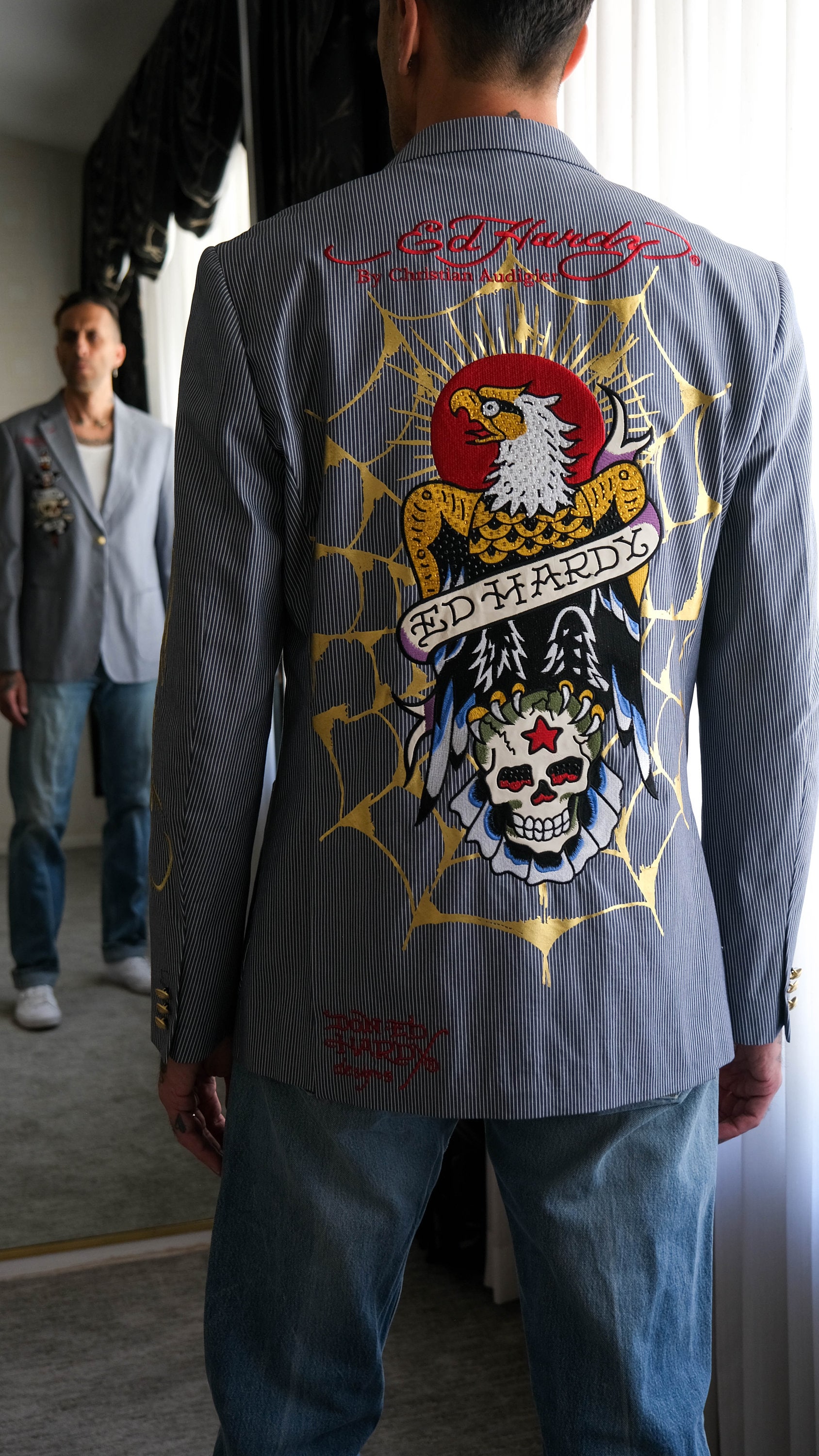 Vintage Ed Hardy by Christian Audigier Hickory Striped Heavily Embroidered Patched Blazer UNWORN NWT Y2K Ed Hardy Designer Jacket Etsy Canada