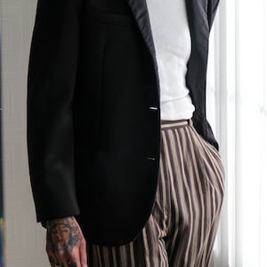GIORGIO ARMANI Black Stretch Unstructured Three Button Blazer w/ Satin Windbreaker Lining Made in Italy 2000s Y2K ARMANI Designer Jacket image 4
