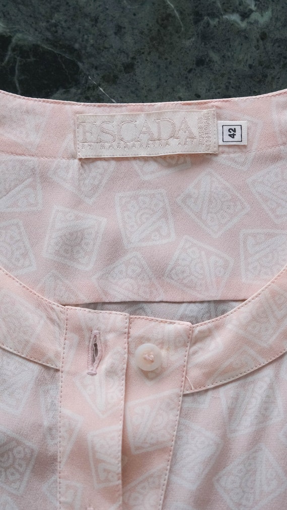 Vintage 80s Escada Light Pink Silk Blouse with Iv… - image 7