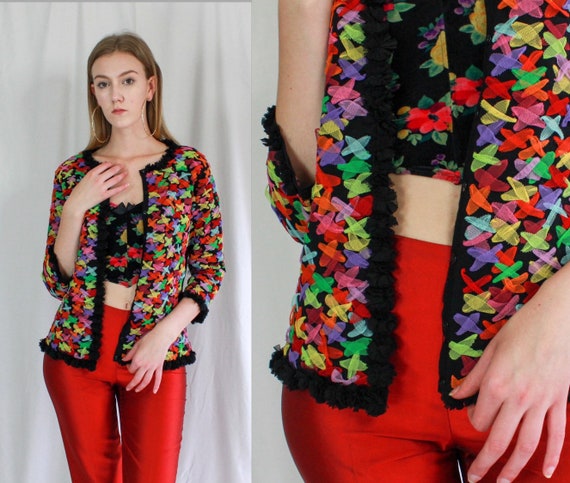 Victor Costa Rainbow Tulle Cotton Cardigan | patte