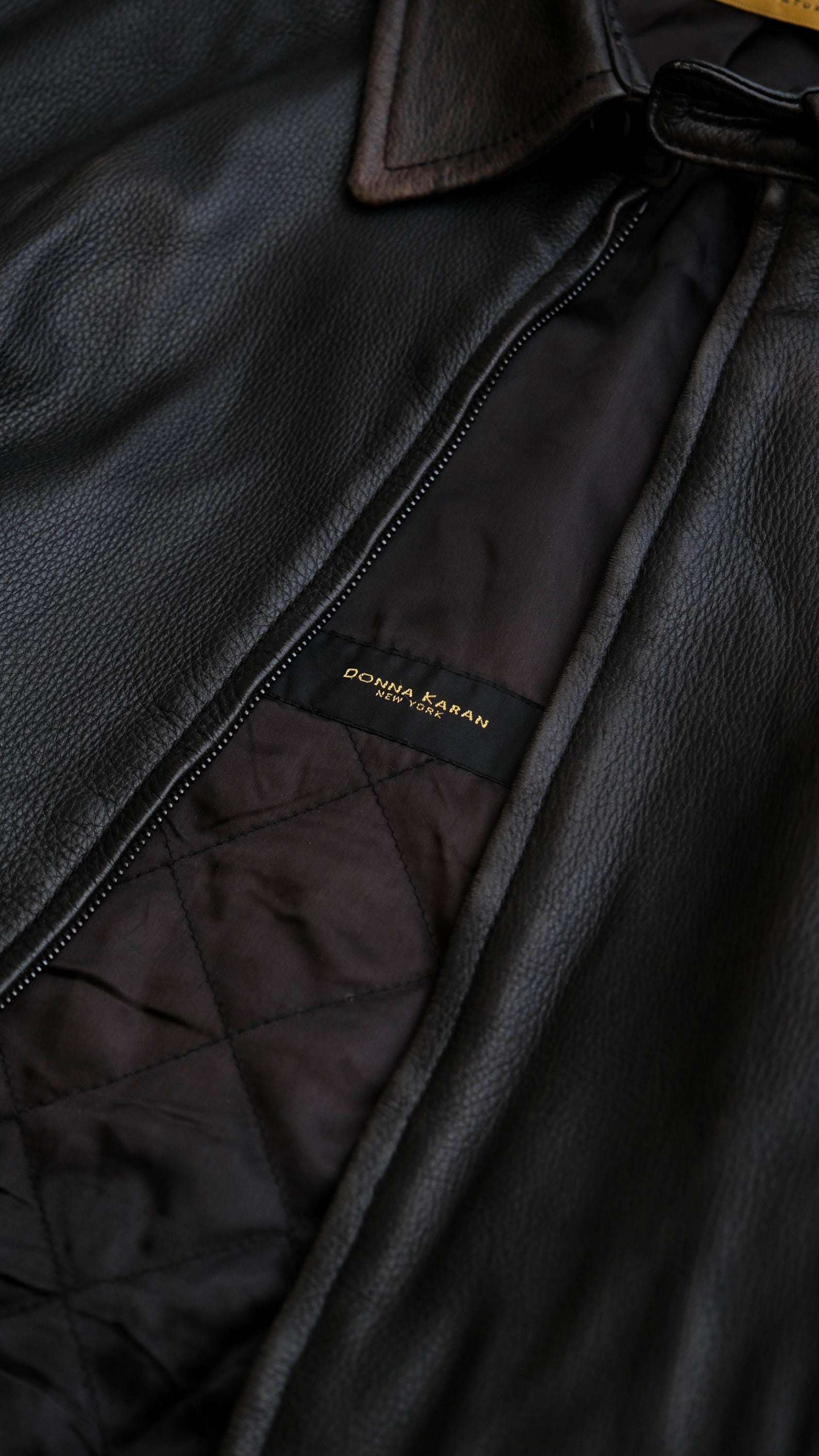 Vintage 90s DONNA KARAN Dark Brown Pebbled Butter Soft Leather