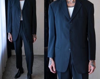 Vintage 90s GIORGIO ARMANI Le Collezioni Dark Slate Gray Gabardine
