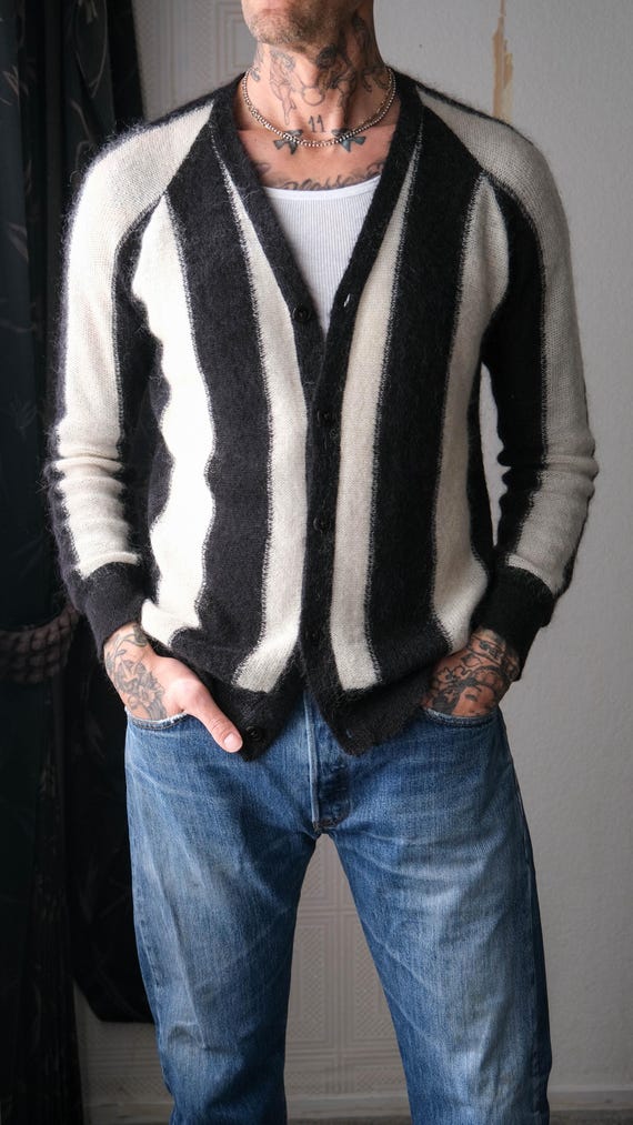 トップス Supreme Striped Mohair Cardigan S SUPREME SS13 Black & White Striped Mohair Cardigan | Kid Mohair