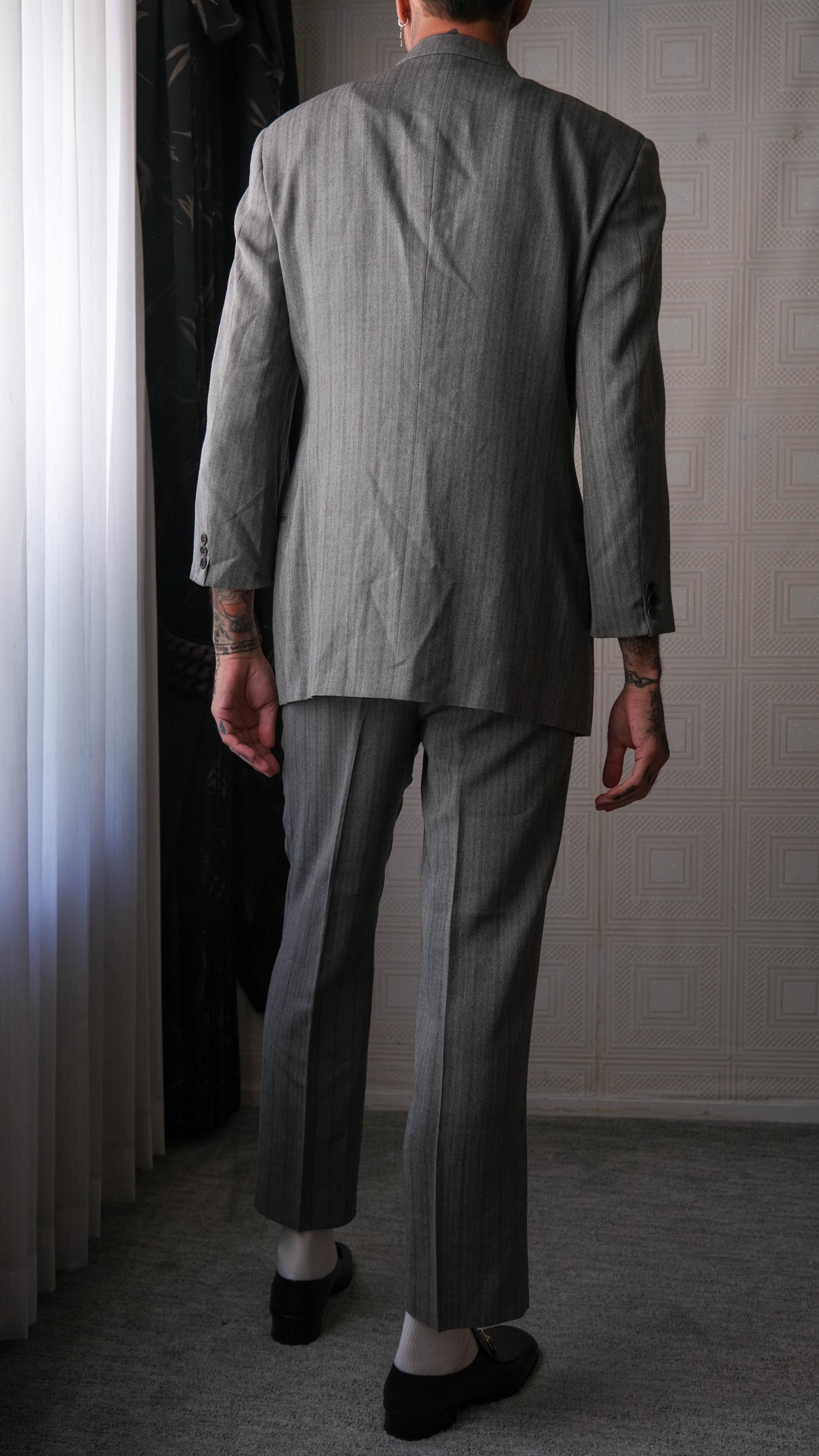 90s GIORGIO ARMANI LE COLLEZIONI スラックス Vintage 90s GIORGIO ARMANI Le Collezioni Gray Herringbone Stripe