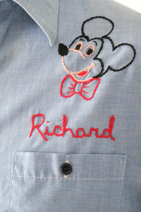 Vintage 70s Disneyland Band Chainstitch Chambray … - image 3