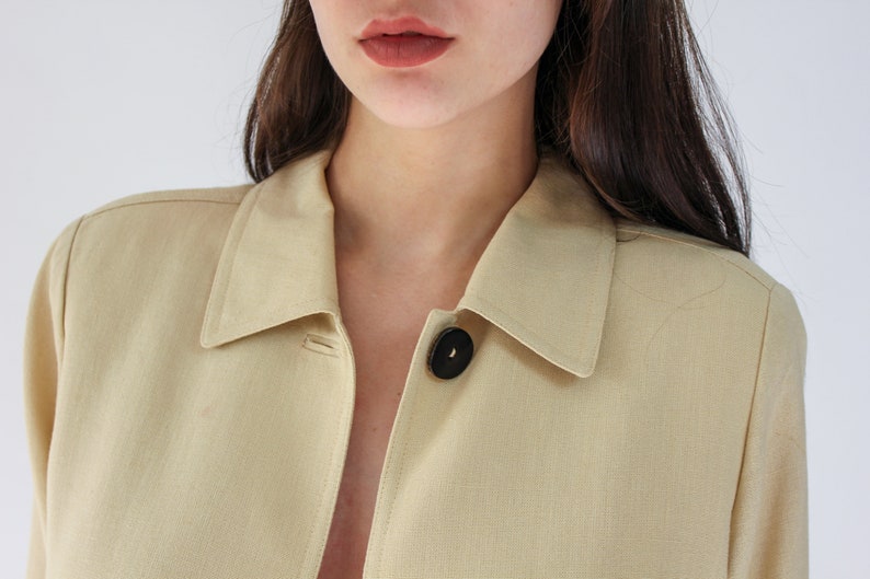 Vintage Dana Buchman Single Button Linen and Rayon Blazer Bohemian Dana Buchman Designer Minimalist, Single Button Linen Cape Jacket image 4