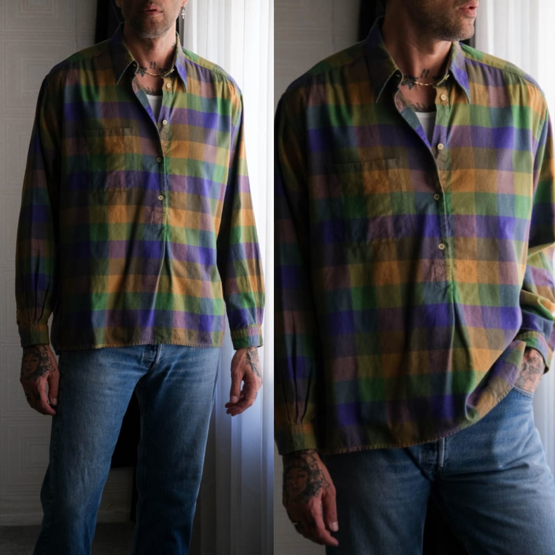 Vintage 80s Giorgio Armani Le Collezioni Greens & Purple Buffalo