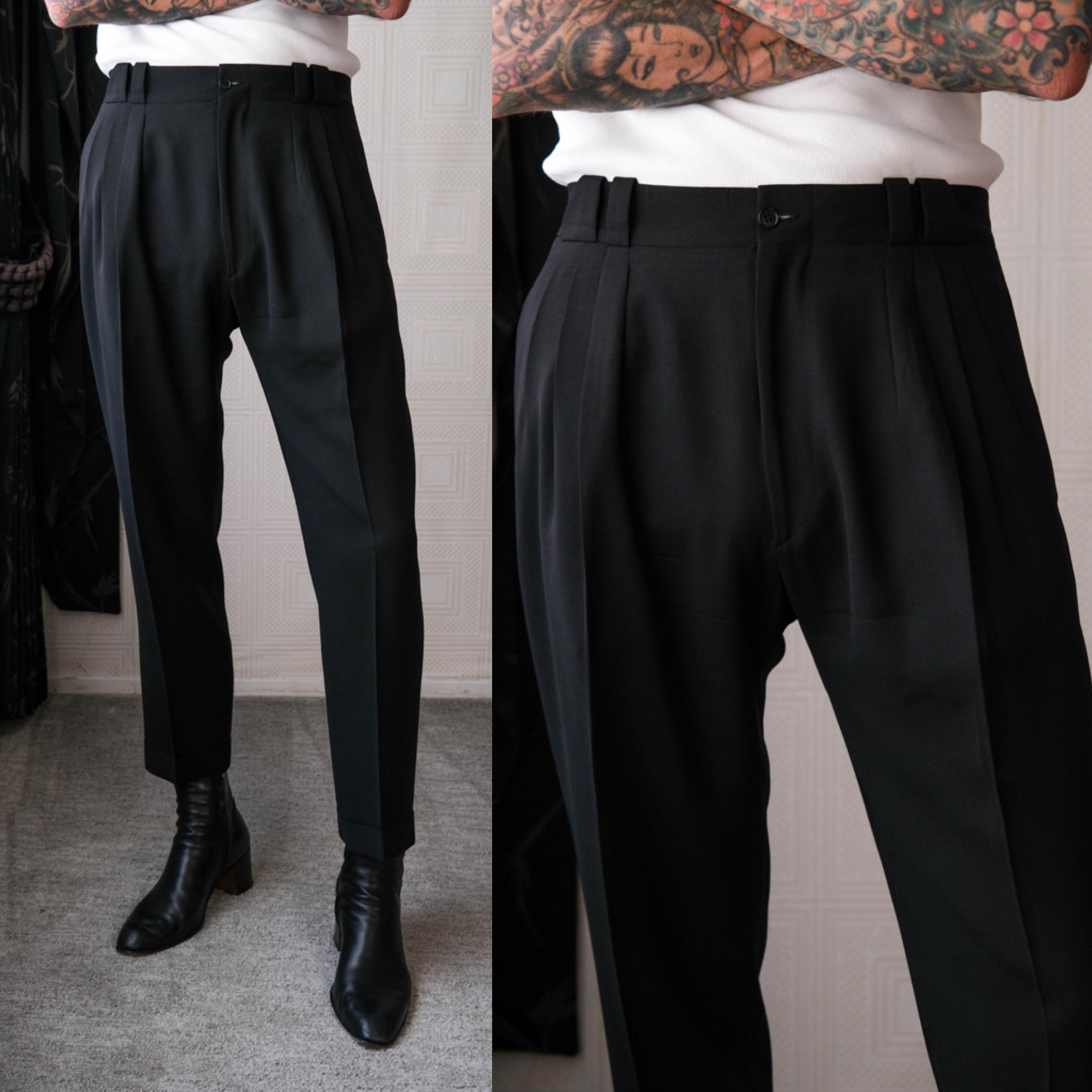 専用vintage 1980s rayon gabardine slacks Vtg 40s 50s Streetwear Mens 32x33 Distressed Side Buckle