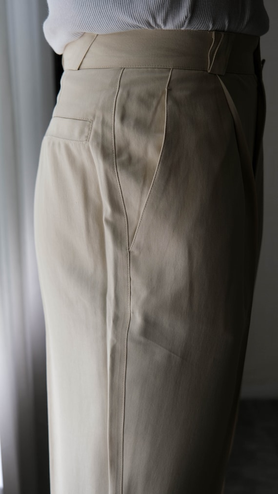 Vintage 90s Gianni Versace Light Beige Silk Pleat… - image 3