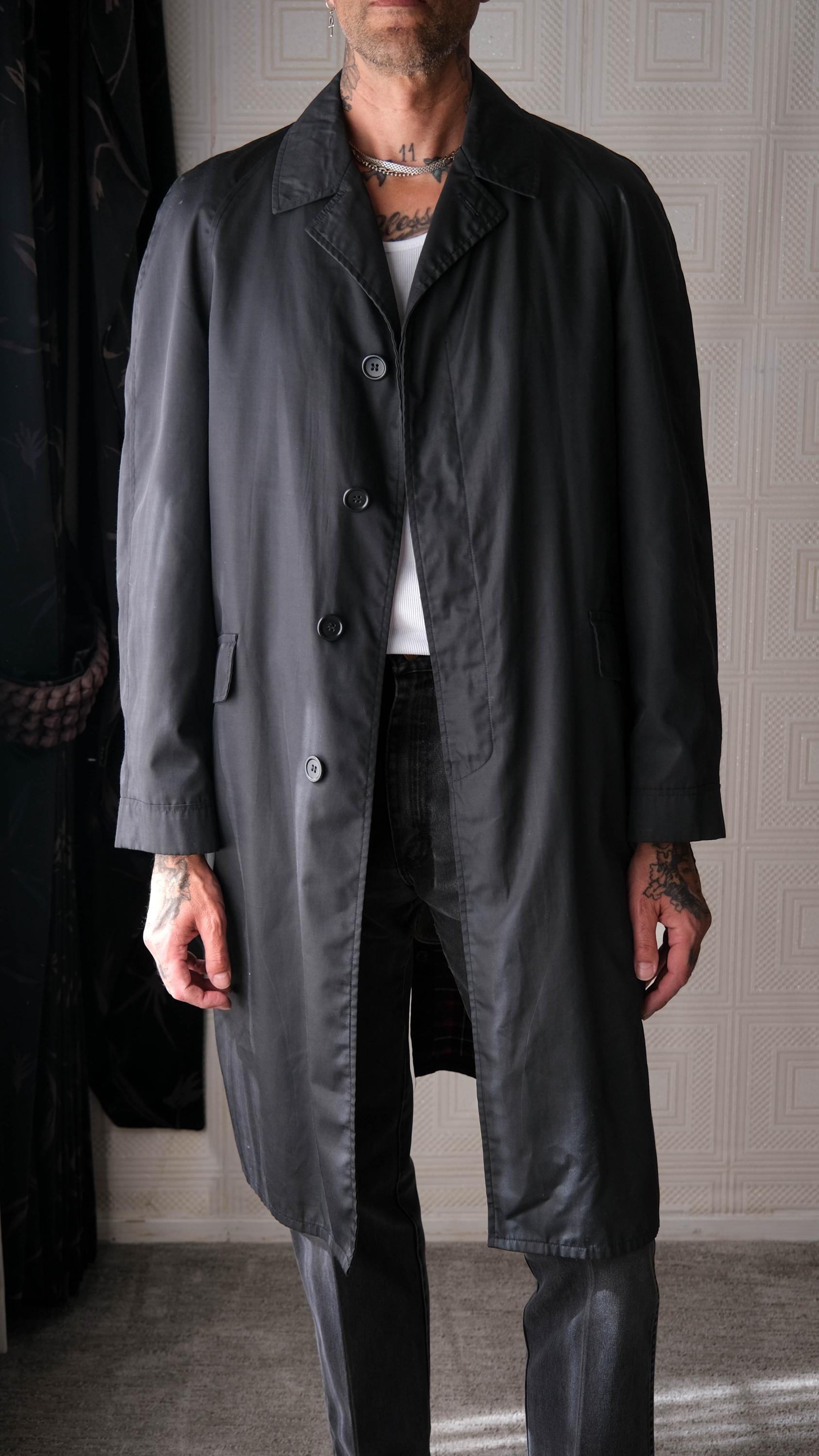 Vintage 70s ALLIGATOR GALECOAT Black Rain Winter Trench Coat W